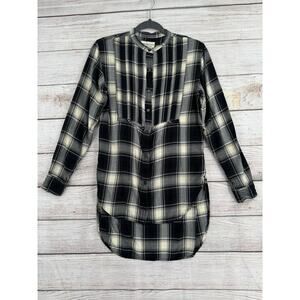 Vintage Denim & Supply Ralph Lauren Plaid Tunic Shirt Womens Small Black Gray